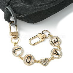 Word LOVE Alloy Rhinestone & Enamel Link Bag Extender Chains&nbsp;AJEW-BA00112