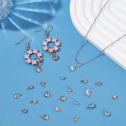 60Pcs Brass & Alloy Edge & Loop Micro Pave Clear Cubic Zirconia Charms&nbsp;FIND-ME0001-37
