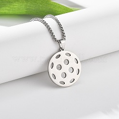 201 Stainless Steel Pickleball Pendant Box Chain Necklaces for Women Men&nbsp;NJEW-H050-01A-P