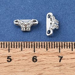 Brass Micro Pave Clear Cubic Zirconia 2-Loop Butterfly Spacer Bars&nbsp;KK-C258-14S