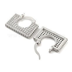 Rectangle Shape Brass Micro Pave Clear Cubic Zirconia Thick Hoop Earrings&nbsp;EJEW-Q785-04P