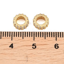 Brass Micro Pave Cubic Zirconia European Beads&nbsp;ZIRC-D026-07G