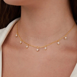 Elegant Round White Imitation Pearl Pendant Bib Necklaces&nbsp;FU4888