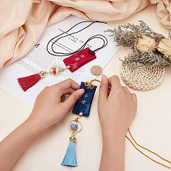 2Pcs 2 Colors Brocade Blessing Bag Pendant Decorations&nbsp;HJEW-OC0001-07
