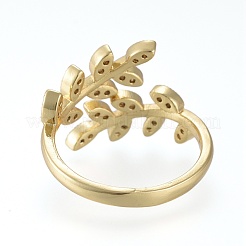 Brass Micro Pave Clear Cubic Zirconia Cuff Rings&nbsp;RJEW-K232-06G