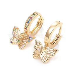 Brass Micro Pave Cubic Zirconia Huggie Hoop Earrings&nbsp;EJEW-G276-05G