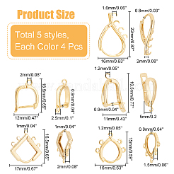 20Pcs 5 Styles Brass Hoop Earring Finding&nbsp;KK-HY0003-47