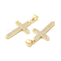 Brass Micro Pave Clear Cubic Zirconia Pendants&nbsp;ZIRC-L103-011G