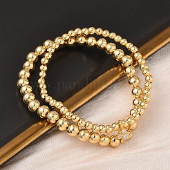 Brass Micro Pave Cubic Zirconia Round Beaded Multi-Strand Bracelets for Women&nbsp;BJEW-B148-02A-G