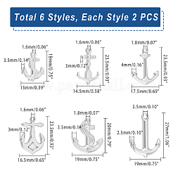 12Pcs 6 Style Stainless Steel Pendants&nbsp;STAS-UN0037-79