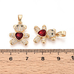 Brass Micro Pave Cubic Zirconia Pendants&nbsp;KK-CJC0015-19G-05