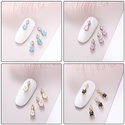 Chinese lute Shape Brass Micro Pave Clear Cubic Zirconia Nail Gems Set&nbsp;MRMJ-T015-40-M
