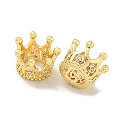 Crown Brass Cubic Zirconia European Beads&nbsp;KK-L075-019LG