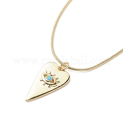 5Pcs 5 Color Cubic Zirconia Heart with Evil Eye Pendant Necklaces Set with Round Snake Chains&nbsp;NJEW-JN04086