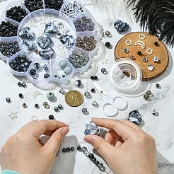 DIY Beaded Stretch Bracelet with Alloy Moon Charms Making Kits&nbsp;DIY-YW0008-87