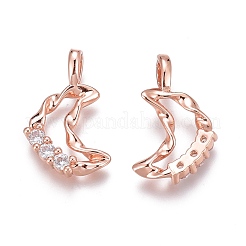 Brass Micro Pave Clear Cubic Zirconia Pendants&nbsp;ZIRC-O035-16