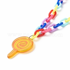 Lovely Opaque Acrylic Pendant Necklace for Teen Girl Women&nbsp;NJEW-JN03752