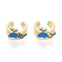Whale Brass Enamel Cuff Earrings&nbsp;EJEW-T049-05G