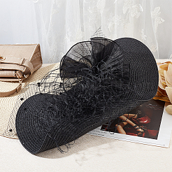 2Pcs 2 Colors Polyester Imitation Straw Oval Hat Base for Millinery&nbsp;AJEW-FG0002-82
