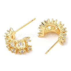 Rack Plating Brass Arch Stud Earrings with Cubic Zirconia&nbsp;EJEW-A103-12G