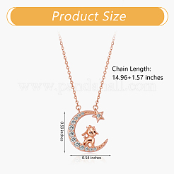 Chinese Zodiac Necklace Sheep Necklace 925 Sterling Silver Rose Gold Lamb on the Moon Pendant Charm Necklace Zircon Moon and Star Necklace Cute Animal Jewelry Gifts for Wome&nbsp;JN1090H