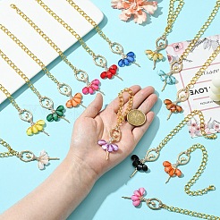 14Pcs 14 Colors Ballerina Girl Alloy Rhinestone & Resin Cup Charms&nbsp;HJEW-YW00079