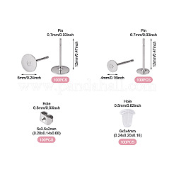 200Pcs 304 Stainless Steel Flat Round Blank Peg Stud Earring Findings&nbsp;STAS-TADJ0001-03
