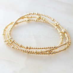 3Pcs Brass Round Beads Stretch Bracelets&nbsp;OC6441