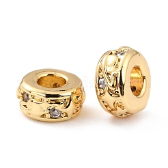 Brass Micro Pave Clear Cubic Zirconia Beads&nbsp;ZIRC-P091-02A-G-RS