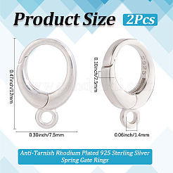 2Pcs Anti-Tarnish Rhodium Plated 925 Sterling Silver Spring Gate Rings&nbsp;STER-SC0001-50