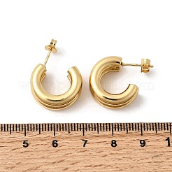 Two-layer C-Shaped 201 Stainless Steel Stud Earrings&nbsp;EJEW-Z151-11G-02