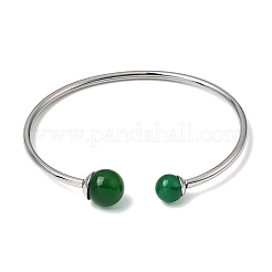 304 Stainless Steel & Nautral Gemstone Torque Bangles&nbsp;BJEW-H644-10P