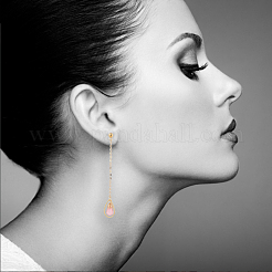 Wire Wrapped Natural & Synthetic Gemstone Dangle Stud Earrings&nbsp;EJEW-JE04061