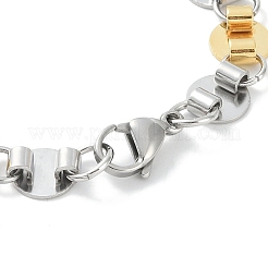 201 Stainless Steel Flat Round Link Chain Bracelets for Women Men&nbsp;BJEW-I316-07A-PG
