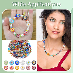 240Pcs Flat Round Handmade Millefiori Glass Beads&nbsp;LAMP-ME0001-12