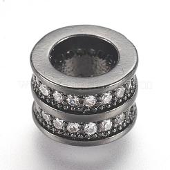 Brass Micro Pave Cubic Zirconia European Beads&nbsp;ZIRC-F062-11