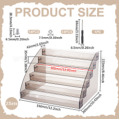 6-Tier Transparent PS Plastic Nail Polish Bottle Organizer Display Riser Stands&nbsp;ODIS-WH0043-254B