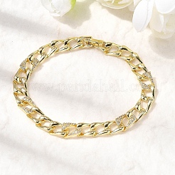 Brass Micro Pave Clear Cubic Zirconia Link Chain Bracelet for Women&nbsp;BJEW-H630-07G