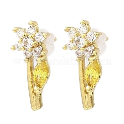 Flower Real 18K Gold Plated Brass Stud Earrings&nbsp;EJEW-L270-08G