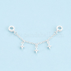 925 Sterling Silver Micro Pave Clear Cubic Zirconia Chain Extenders&nbsp;STER-N016-54S