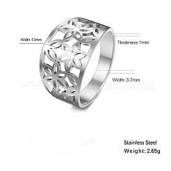 Flower Pattern Hollow Out 304 Stainless Steel Finger Rings&nbsp;FS-WGDCC5F-02