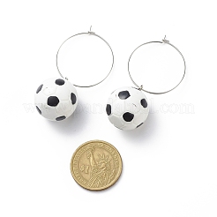 Sport Ball Theme Resin Dangle Big Hoop Earrings&nbsp;EJEW-JE05023