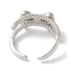 Bowknot Brass Micro Pave Clear Cubic Zirconia Open Cuff Rings for Women&nbsp;RJEW-C098-02P