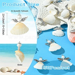 50Pcs 10 Styles Shell & Alloy Pendants&nbsp;PALLOY-CJ00044