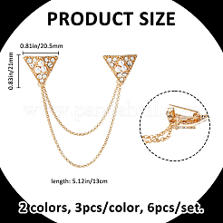 6Pcs 2 Colors Triangle Lapel Pins&nbsp;JEWB-FH0002-55