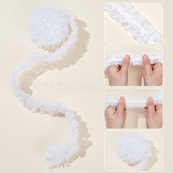 10M Double Layer Polyester Flower Elastic Lace Trim&nbsp;OHAR-WR0001-02A