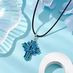 Transparent Electroplate Glass Pendant Necklaces&nbsp;NJEW-MZ00040-04