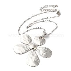 5-Petal Flower Alloy Pendant Cable Chain Necklaces for Women&nbsp;NJEW-Q343-03P