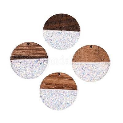 Epoxy Resin & Walnut Wood Pendants&nbsp;RESI-T057-10E-1