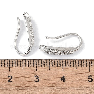 Brass Micro Pave Clear Cubic Zirconia Earring Hooks&nbsp;KK-U008-06P-1